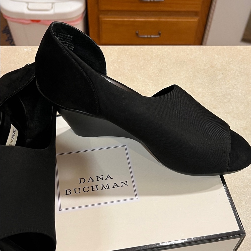 Dana Buchman Elegant Black Wedge Sandals